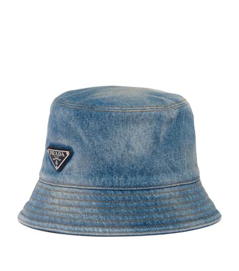 padded prada bucket hat|Prada denim bucket hat.